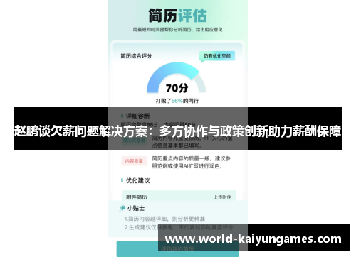 赵鹏谈欠薪问题解决方案：多方协作与政策创新助力薪酬保障